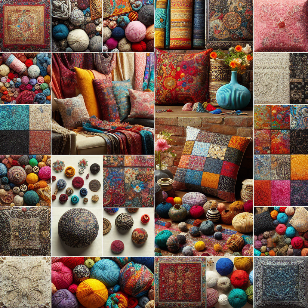 A collage of accessories (scarves, cushions, etc.) in diverse colors, showing how small items can introduce new colors to your environment.